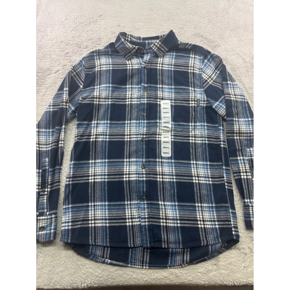 Eddie Bauer Mens‎ Flannel Shirt Blue Plaid Button Down Long Sleeve Casual Small
